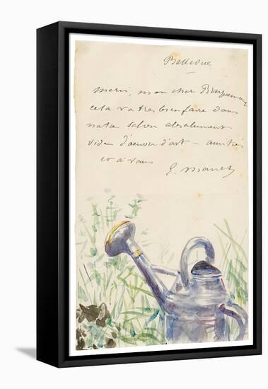Letter to Félix Bracquemond, October 1880 (Pen & Ink with W/C on Paper)-Edouard Manet-Framed Premier Image Canvas