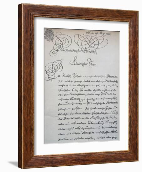 Letter to Prince of Saxony, Frederick Augustus Ii, Sent to Accompany the Mass in B Minor, Bwv 232-Johann Sebastian Bach-Framed Giclee Print