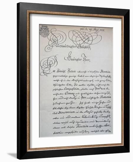 Letter to Prince of Saxony, Frederick Augustus Ii, Sent to Accompany the Mass in B Minor, Bwv 232-Johann Sebastian Bach-Framed Giclee Print