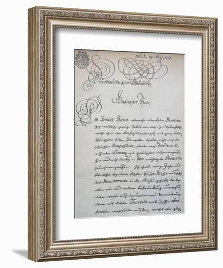 Letter to Prince of Saxony, Frederick Augustus Ii, Sent to Accompany the Mass in B Minor, Bwv 232-Johann Sebastian Bach-Framed Giclee Print