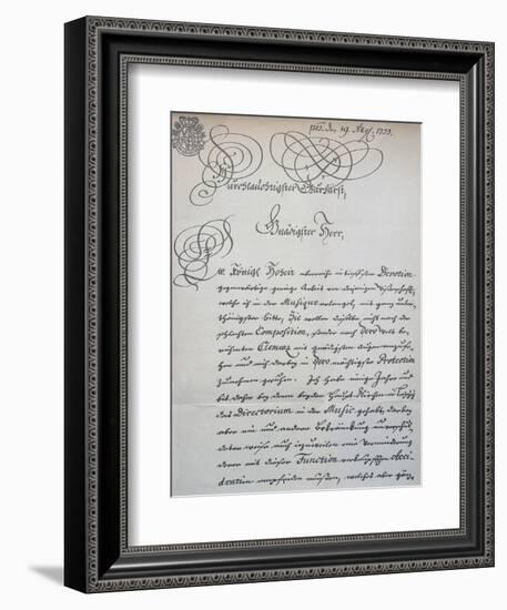 Letter to Prince of Saxony, Frederick Augustus Ii, Sent to Accompany the Mass in B Minor, Bwv 232-Johann Sebastian Bach-Framed Giclee Print