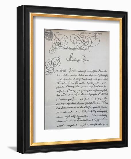 Letter to Prince of Saxony, Frederick Augustus Ii, Sent to Accompany the Mass in B Minor, Bwv 232-Johann Sebastian Bach-Framed Giclee Print