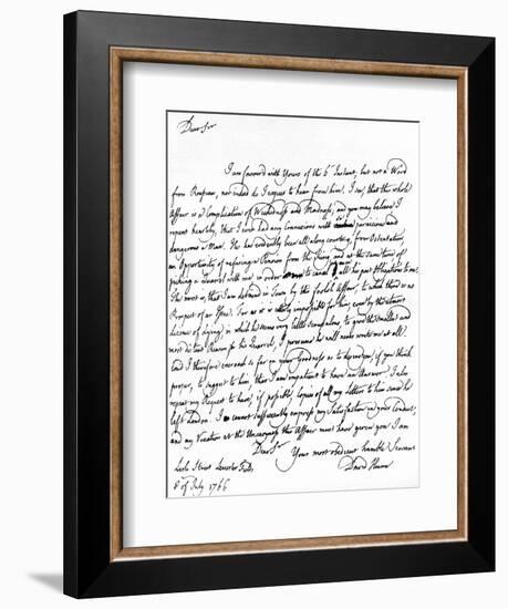 Letter Written by David Hume to Richard Davenport Referring to the Great Difficulties of His…-null-Framed Giclee Print