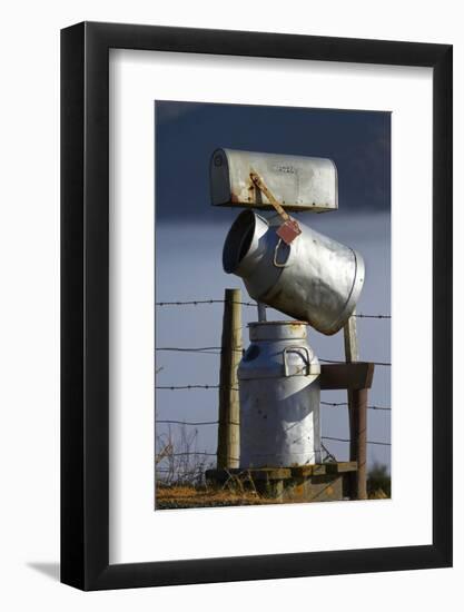 Letterbox Made from Milk Churns, Dunedin, South Island, New Zealand-David Wall-Framed Photographic Print