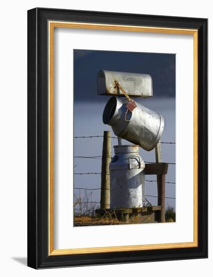 Letterbox Made from Milk Churns, Dunedin, South Island, New Zealand-David Wall-Framed Photographic Print