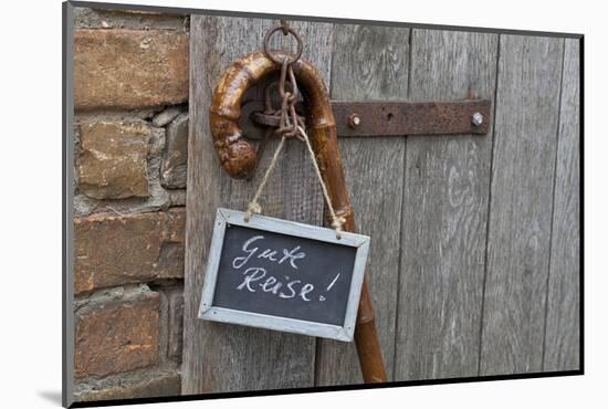 Lettered Blackboard, 'Bon Voyage', Old Wooden Door-Andrea Haase-Mounted Photographic Print