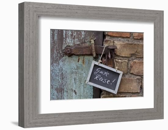 Lettered Board, 'Gute Reise', Old Wooden Door-Andrea Haase-Framed Photographic Print