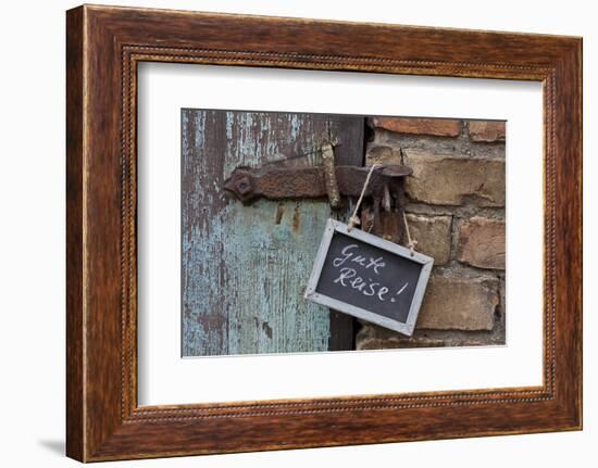 Lettered Board, 'Gute Reise', Old Wooden Door-Andrea Haase-Framed Photographic Print