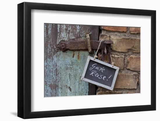 Lettered Board, 'Gute Reise', Old Wooden Door-Andrea Haase-Framed Photographic Print