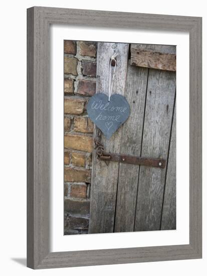 Lettered Slate Heart, Old Door, 'Welcome Home'-Andrea Haase-Framed Photographic Print