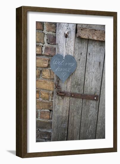 Lettered Slate Heart, Old Door, 'Welcome Home'-Andrea Haase-Framed Photographic Print