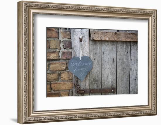 Lettered Slate Heart, Old Door, 'Welcome Home'-Andrea Haase-Framed Photographic Print