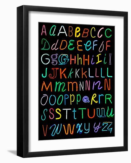 Letters Of The Alphabet Made From Neon Signs-Karimala-Framed Art Print