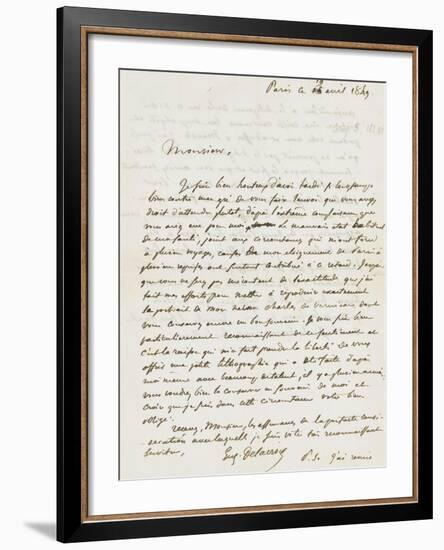 Lettre à Monsieur Albert, Paris 19 Avril 1849-Eugene Delacroix-Framed Giclee Print