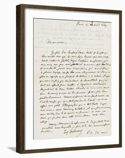 Lettre à Monsieur Albert, Paris 19 Avril 1849-Eugene Delacroix-Framed Giclee Print