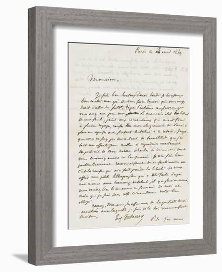 Lettre à Monsieur Albert, Paris 19 Avril 1849-Eugene Delacroix-Framed Giclee Print