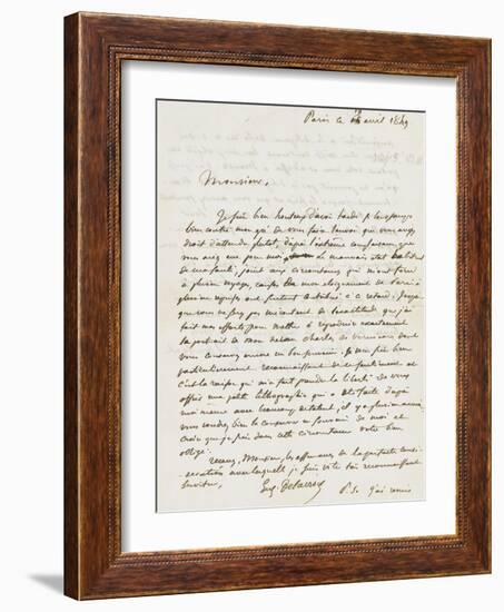 Lettre à Monsieur Albert, Paris 19 Avril 1849-Eugene Delacroix-Framed Giclee Print