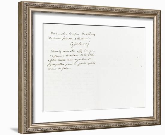 Lettre autographe signée à Berryer, 29 Juillet 1861-Eugene Delacroix-Framed Giclee Print