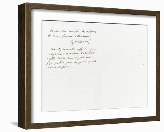Lettre autographe signée à Berryer, 29 Juillet 1861-Eugene Delacroix-Framed Giclee Print