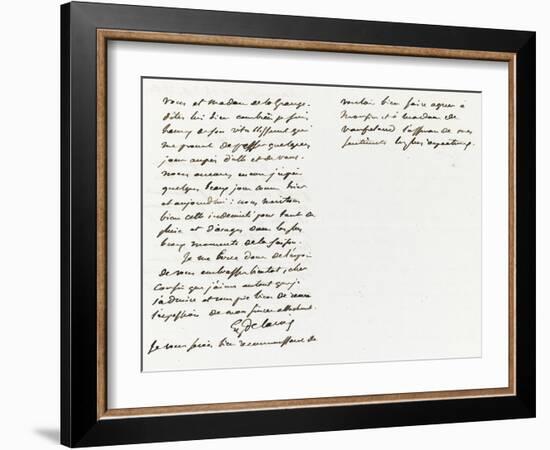 Lettre autographe signée à Berryer, Champrosay 14 Septembre 1862-Eugene Delacroix-Framed Giclee Print