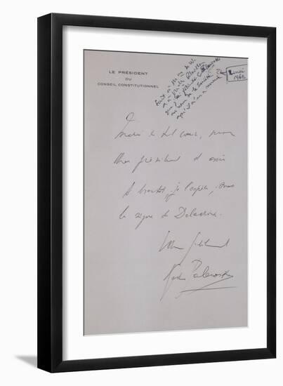 Lettre-autographe signée Gaston Palewski à Raymond Laurent : Il adresse ses remerciements à-null-Framed Giclee Print