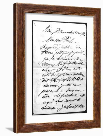 Lettre de Paul Cézanne à son fils-Paul Cézanne-Framed Giclee Print