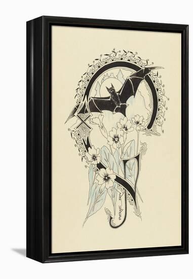 Lettre  ornée  G , avec une chauve-souris et des fleurs-Pierre Brun-Framed Premier Image Canvas