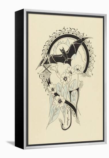 Lettre  ornée  G , avec une chauve-souris et des fleurs-Pierre Brun-Framed Premier Image Canvas
