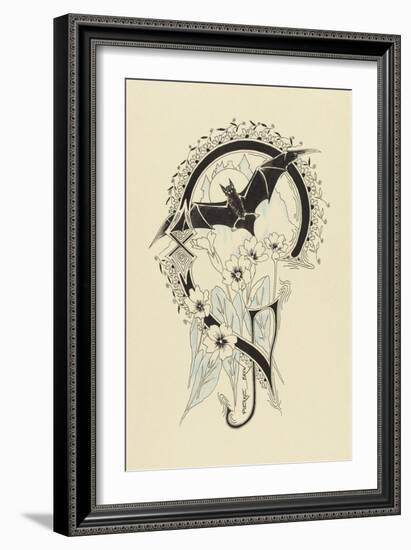 Lettre  ornée  G , avec une chauve-souris et des fleurs-Pierre Brun-Framed Giclee Print