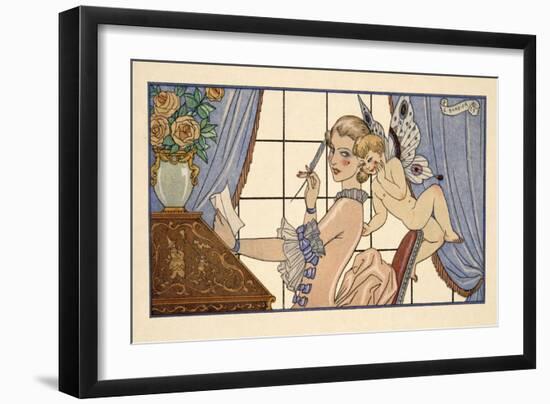 Lettre Premiere, from 'Les Liaisons Dangereuses' by Pierre Chodlerlos De Laclos (1741-1803), Pub. 1-Georges Barbier-Framed Giclee Print