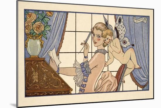 Lettre Premiere, from 'Les Liaisons Dangereuses' by Pierre Chodlerlos De Laclos (1741-1803), Pub. 1-Georges Barbier-Mounted Giclee Print