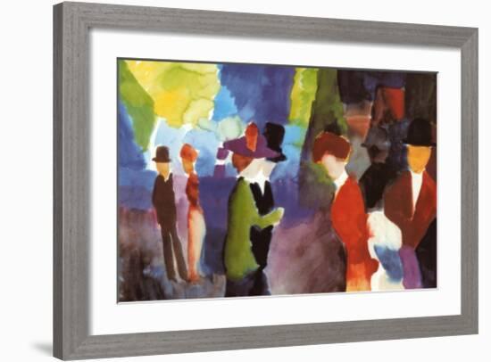 Leute Die Sich Begegnen-Auguste Macke-Framed Art Print