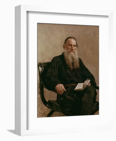 Lev Tolstoy (1828-1810) 1887-Ilya Efimovich Repin-Framed Premium Giclee Print