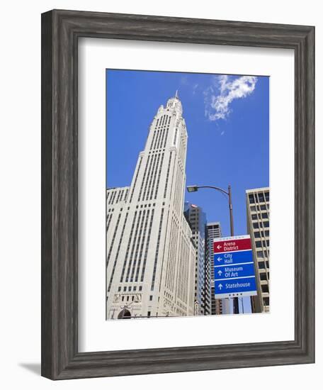 Leveque Tower and Road Signs, Columbus, Ohio, United States of America, North America-Richard Cummins-Framed Photographic Print