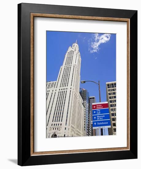 Leveque Tower and Road Signs, Columbus, Ohio, United States of America, North America-Richard Cummins-Framed Photographic Print