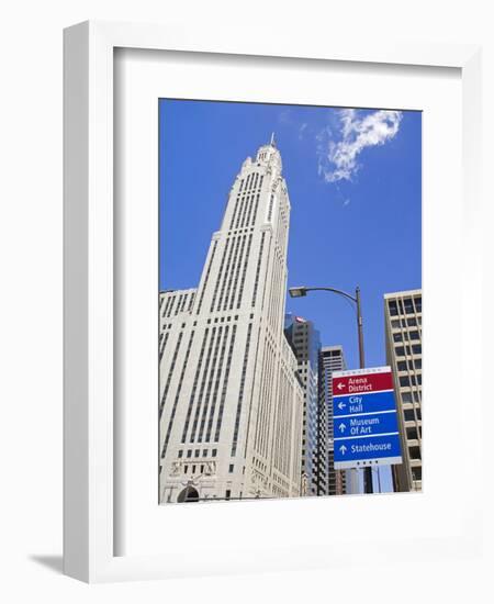 Leveque Tower and Road Signs, Columbus, Ohio, United States of America, North America-Richard Cummins-Framed Photographic Print