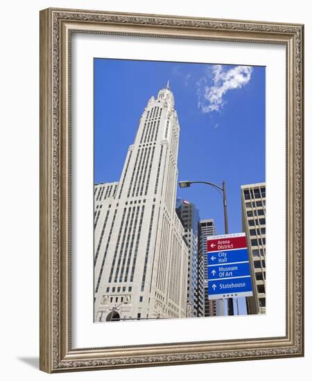 Leveque Tower and Road Signs, Columbus, Ohio, United States of America, North America-Richard Cummins-Framed Photographic Print