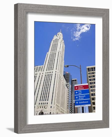 Leveque Tower and Road Signs, Columbus, Ohio, United States of America, North America-Richard Cummins-Framed Photographic Print