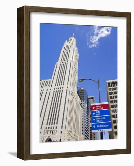 Leveque Tower and Road Signs, Columbus, Ohio, United States of America, North America-Richard Cummins-Framed Photographic Print