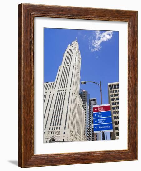 Leveque Tower and Road Signs, Columbus, Ohio, United States of America, North America-Richard Cummins-Framed Photographic Print