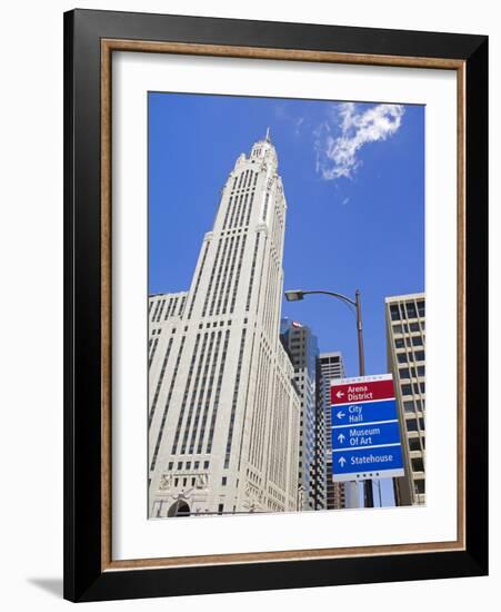 Leveque Tower and Road Signs, Columbus, Ohio, United States of America, North America-Richard Cummins-Framed Photographic Print