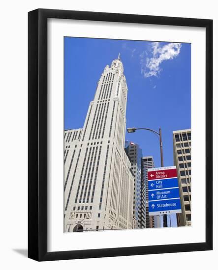 Leveque Tower and Road Signs, Columbus, Ohio, United States of America, North America-Richard Cummins-Framed Photographic Print