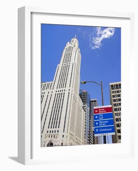 Leveque Tower and Road Signs, Columbus, Ohio, United States of America, North America-Richard Cummins-Framed Photographic Print