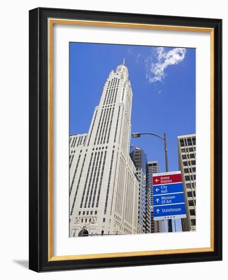 Leveque Tower and Road Signs, Columbus, Ohio, United States of America, North America-Richard Cummins-Framed Photographic Print