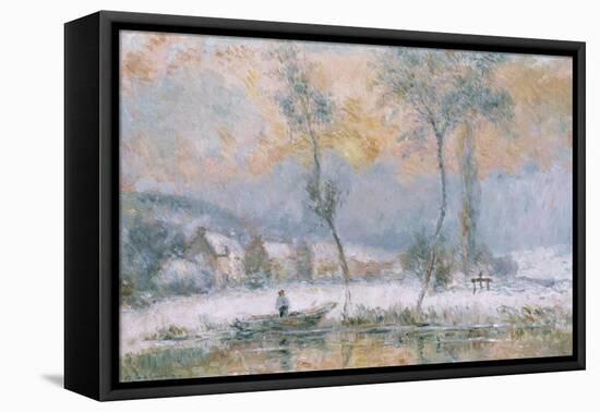 Lever du Soleil, par la Neige, sur L'Etang de Chalon-Moulineux-Albert Charles Lebourg-Framed Premier Image Canvas