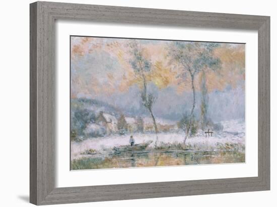 Lever du Soleil, par la Neige, sur L'Etang de Chalon-Moulineux-Albert Charles Lebourg-Framed Giclee Print