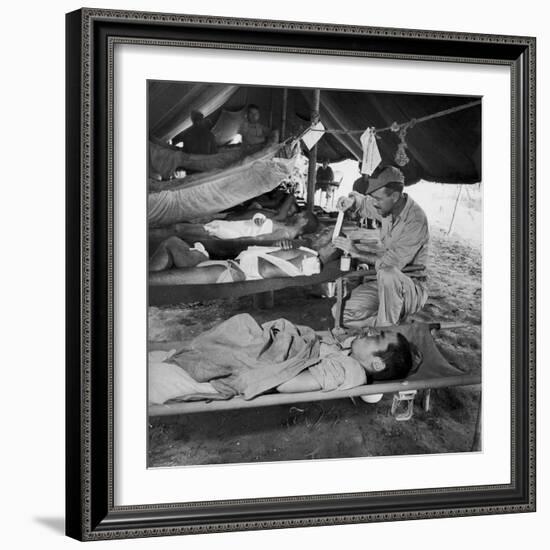 Lew Ayres Treating Wounded Japanese Prisoner in Leyte Cathederal Turned into Hospital, 1944-W^ Eugene Smith-Framed Photographic Print