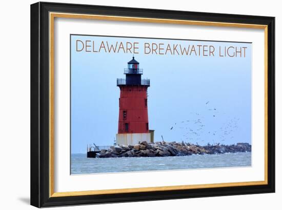 Lewes, Delaware - Cape Henlopen Lighthouse Day-Lantern Press-Framed Art Print