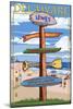 Lewes, Delaware - Destination Signpost-Lantern Press-Mounted Art Print