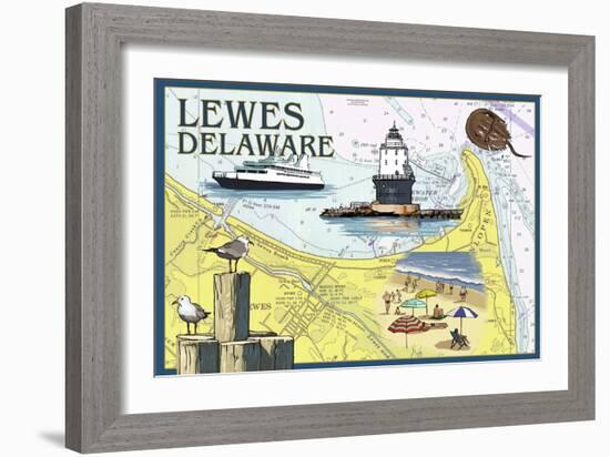 Lewes, Delaware - Nautical Chart #2-Lantern Press-Framed Art Print